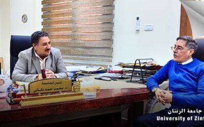 لقاء رئيس المؤتمر برئيس جامعة الزنتان الشريك الأكاديمي للمؤتمر.